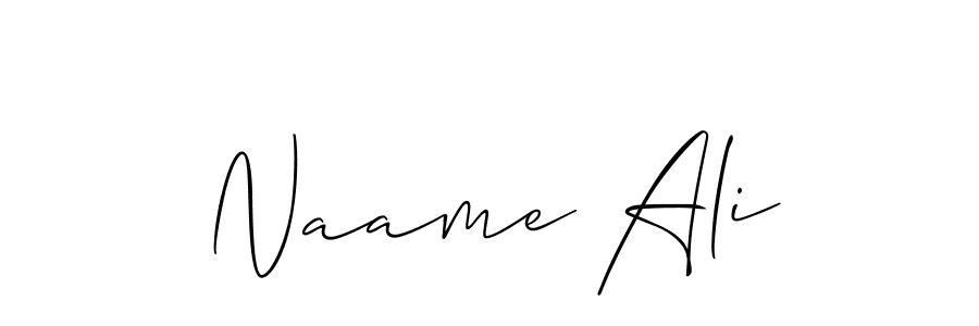 Use a signature maker to create a handwritten signature online. With this signature software, you can design (Allison_Script) your own signature for name Naame Ali. Naame Ali signature style 2 images and pictures png