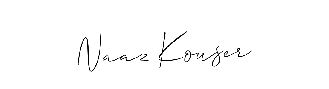 Allison_Script is a professional signature style that is perfect for those who want to add a touch of class to their signature. It is also a great choice for those who want to make their signature more unique. Get Naaz Kouser name to fancy signature for free. Naaz Kouser signature style 2 images and pictures png