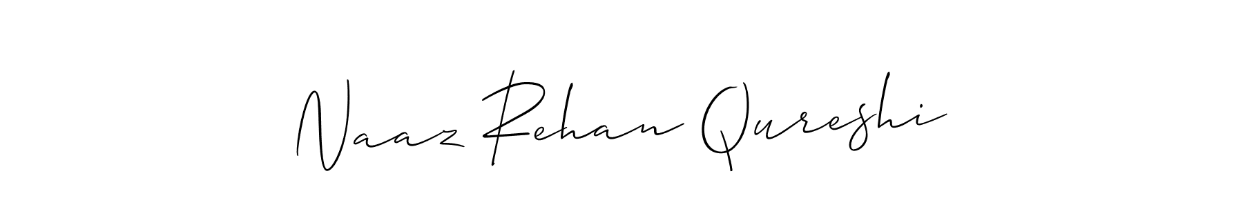 The best way (Allison_Script) to make a short signature is to pick only two or three words in your name. The name Naaz Rehan Qureshi include a total of six letters. For converting this name. Naaz Rehan Qureshi signature style 2 images and pictures png