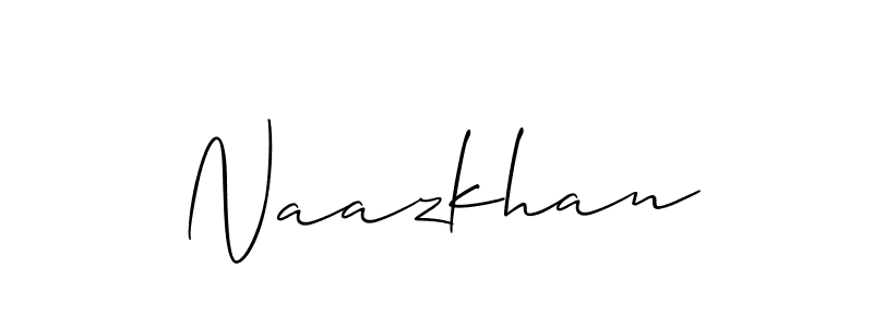 Design your own signature with our free online signature maker. With this signature software, you can create a handwritten (Allison_Script) signature for name Naazkhan. Naazkhan signature style 2 images and pictures png