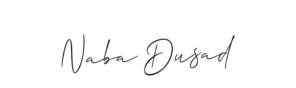The best way (Allison_Script) to make a short signature is to pick only two or three words in your name. The name Naba Dusad include a total of six letters. For converting this name. Naba Dusad signature style 2 images and pictures png