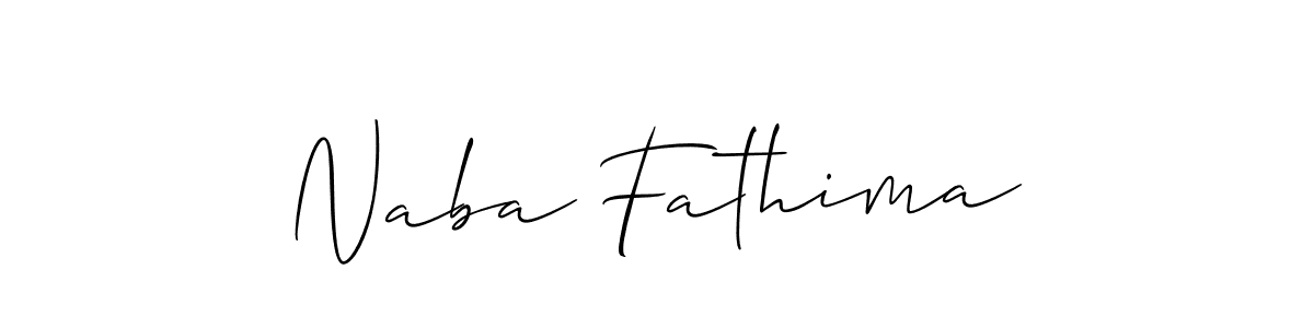 How to make Naba Fathima name signature. Use Allison_Script style for creating short signs online. This is the latest handwritten sign. Naba Fathima signature style 2 images and pictures png