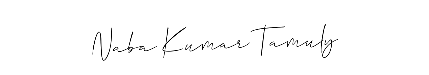 It looks lik you need a new signature style for name Naba Kumar Tamuly. Design unique handwritten (Allison_Script) signature with our free signature maker in just a few clicks. Naba Kumar Tamuly signature style 2 images and pictures png