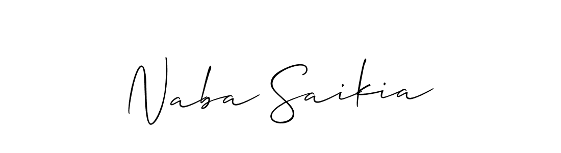 Design your own signature with our free online signature maker. With this signature software, you can create a handwritten (Allison_Script) signature for name Naba Saikia. Naba Saikia signature style 2 images and pictures png