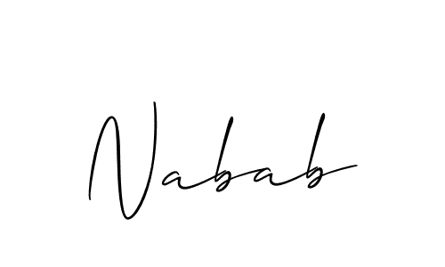 Make a beautiful signature design for name Nabab. With this signature (Allison_Script) style, you can create a handwritten signature for free. Nabab signature style 2 images and pictures png