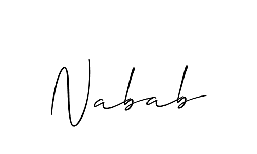 Design your own signature with our free online signature maker. With this signature software, you can create a handwritten (Allison_Script) signature for name Nabab. Nabab signature style 2 images and pictures png