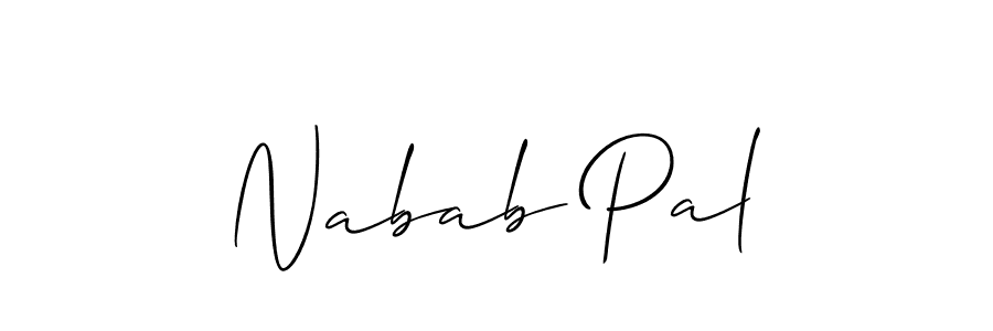 Also You can easily find your signature by using the search form. We will create Nabab Pal name handwritten signature images for you free of cost using Allison_Script sign style. Nabab Pal signature style 2 images and pictures png