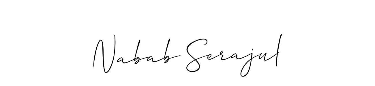 It looks lik you need a new signature style for name Nabab Serajul. Design unique handwritten (Allison_Script) signature with our free signature maker in just a few clicks. Nabab Serajul signature style 2 images and pictures png