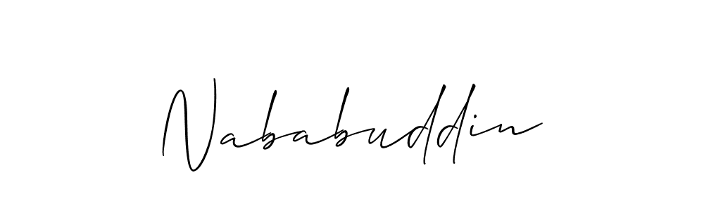 Design your own signature with our free online signature maker. With this signature software, you can create a handwritten (Allison_Script) signature for name Nababuddin. Nababuddin signature style 2 images and pictures png