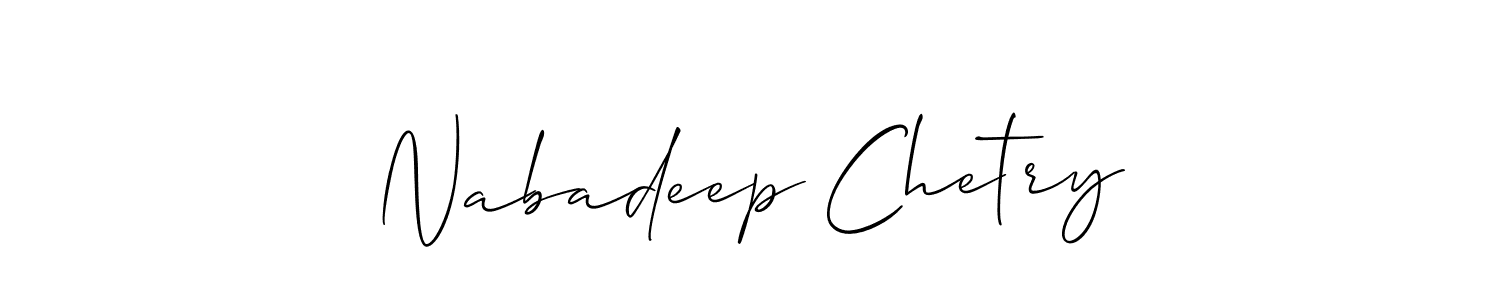 The best way (Allison_Script) to make a short signature is to pick only two or three words in your name. The name Nabadeep Chetry include a total of six letters. For converting this name. Nabadeep Chetry signature style 2 images and pictures png
