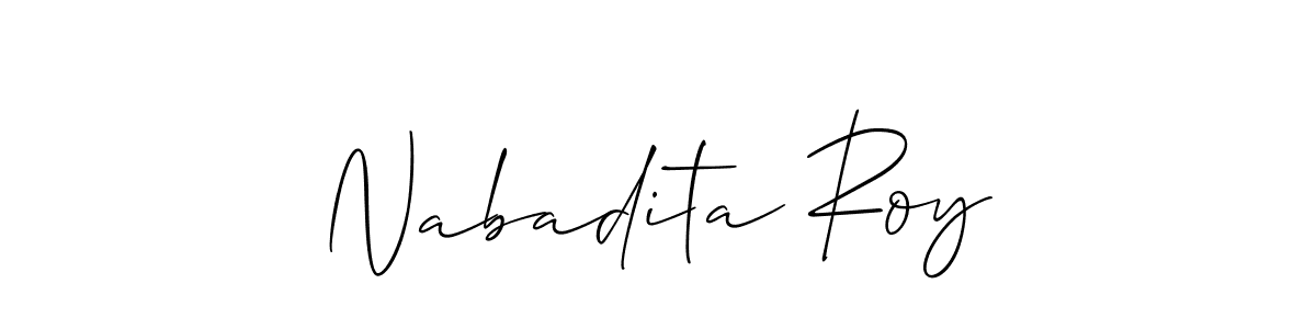 How to make Nabadita Roy name signature. Use Allison_Script style for creating short signs online. This is the latest handwritten sign. Nabadita Roy signature style 2 images and pictures png