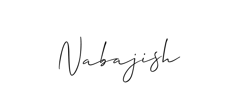Use a signature maker to create a handwritten signature online. With this signature software, you can design (Allison_Script) your own signature for name Nabajish. Nabajish signature style 2 images and pictures png