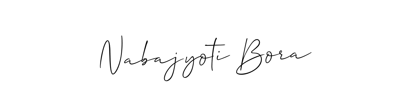 How to make Nabajyoti Bora name signature. Use Allison_Script style for creating short signs online. This is the latest handwritten sign. Nabajyoti Bora signature style 2 images and pictures png