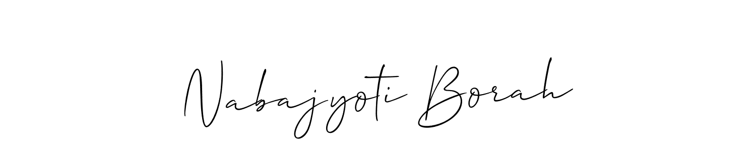 This is the best signature style for the Nabajyoti Borah name. Also you like these signature font (Allison_Script). Mix name signature. Nabajyoti Borah signature style 2 images and pictures png