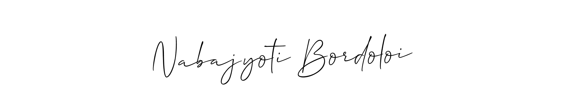 Create a beautiful signature design for name Nabajyoti Bordoloi. With this signature (Allison_Script) fonts, you can make a handwritten signature for free. Nabajyoti Bordoloi signature style 2 images and pictures png