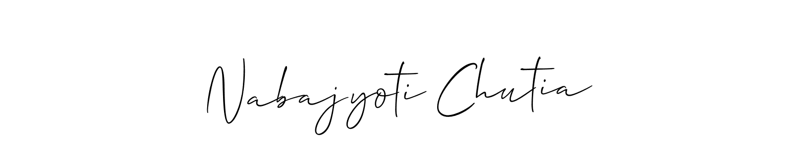 How to make Nabajyoti Chutia name signature. Use Allison_Script style for creating short signs online. This is the latest handwritten sign. Nabajyoti Chutia signature style 2 images and pictures png