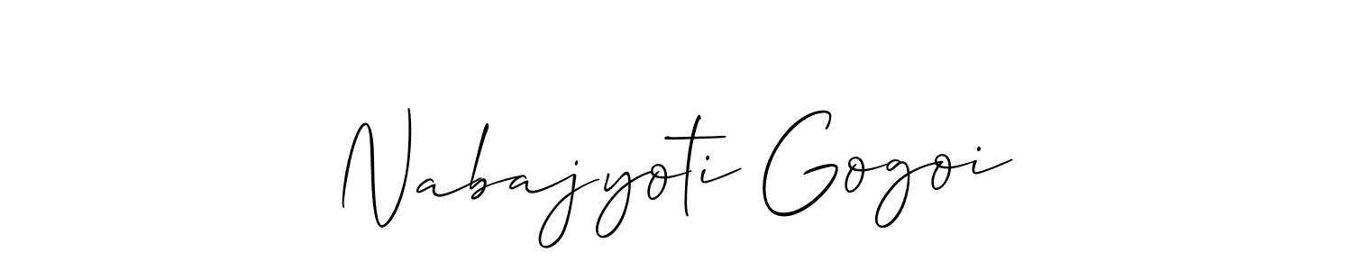 It looks lik you need a new signature style for name Nabajyoti Gogoi. Design unique handwritten (Allison_Script) signature with our free signature maker in just a few clicks. Nabajyoti Gogoi signature style 2 images and pictures png