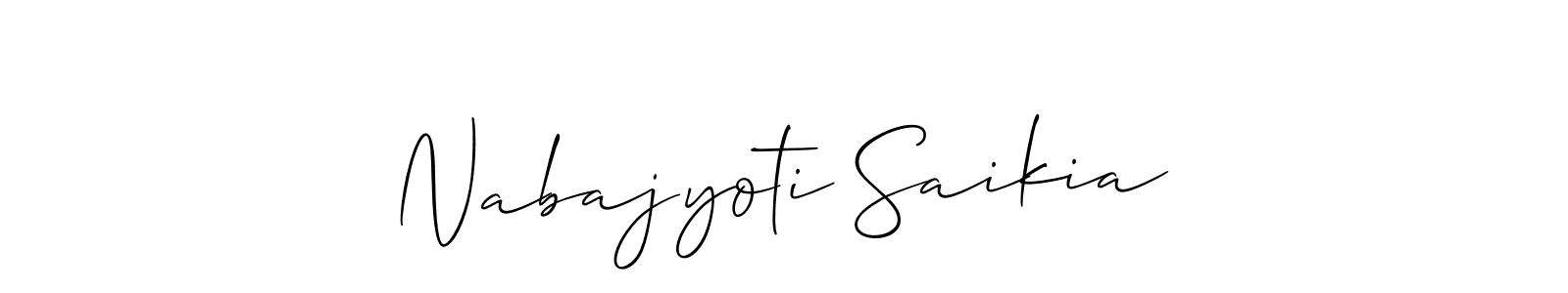 How to make Nabajyoti Saikia name signature. Use Allison_Script style for creating short signs online. This is the latest handwritten sign. Nabajyoti Saikia signature style 2 images and pictures png