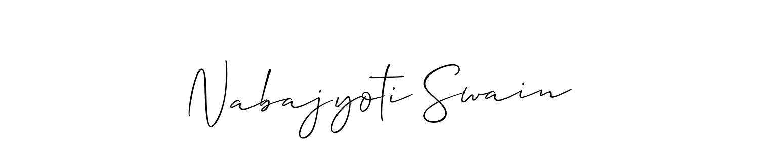 You should practise on your own different ways (Allison_Script) to write your name (Nabajyoti Swain) in signature. don't let someone else do it for you. Nabajyoti Swain signature style 2 images and pictures png