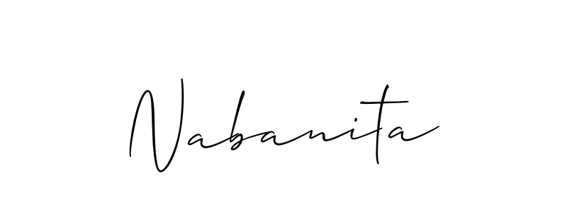 How to make Nabanita name signature. Use Allison_Script style for creating short signs online. This is the latest handwritten sign. Nabanita signature style 2 images and pictures png