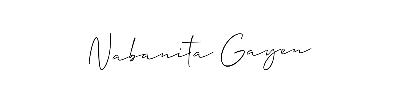 Make a short Nabanita Gayen signature style. Manage your documents anywhere anytime using Allison_Script. Create and add eSignatures, submit forms, share and send files easily. Nabanita Gayen signature style 2 images and pictures png