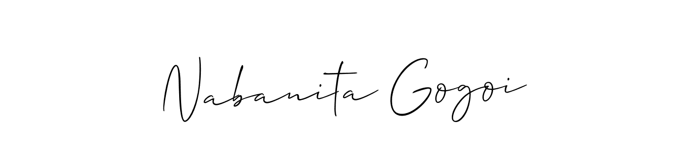 You should practise on your own different ways (Allison_Script) to write your name (Nabanita Gogoi) in signature. don't let someone else do it for you. Nabanita Gogoi signature style 2 images and pictures png