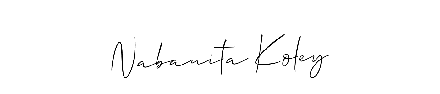 How to make Nabanita Koley name signature. Use Allison_Script style for creating short signs online. This is the latest handwritten sign. Nabanita Koley signature style 2 images and pictures png
