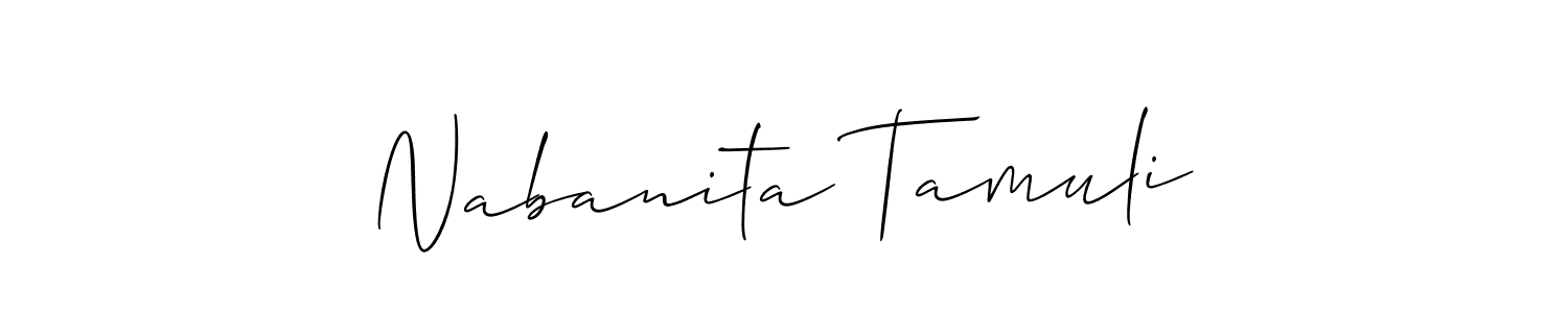 How to make Nabanita Tamuli name signature. Use Allison_Script style for creating short signs online. This is the latest handwritten sign. Nabanita Tamuli signature style 2 images and pictures png