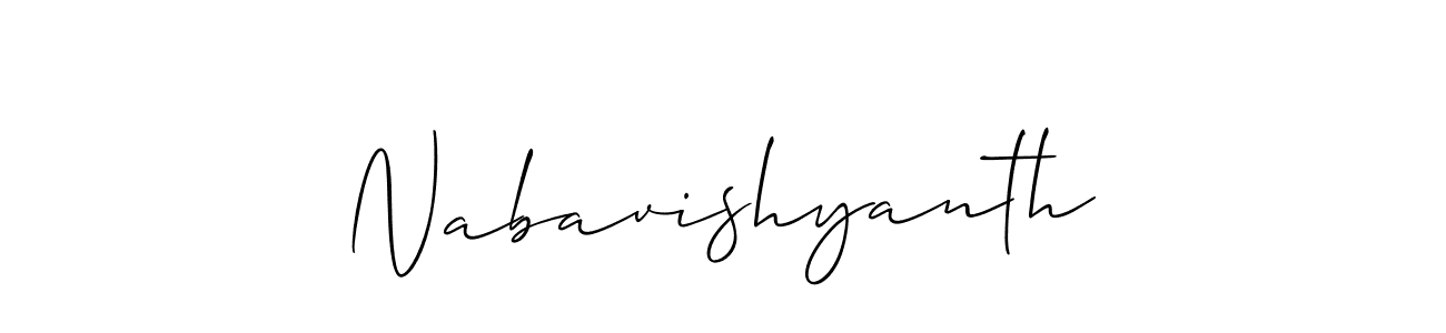 It looks lik you need a new signature style for name Nabavishyanth. Design unique handwritten (Allison_Script) signature with our free signature maker in just a few clicks. Nabavishyanth signature style 2 images and pictures png