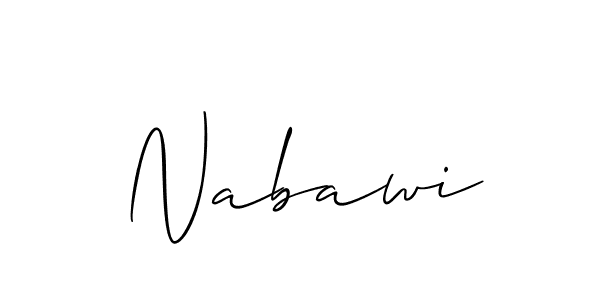 Use a signature maker to create a handwritten signature online. With this signature software, you can design (Allison_Script) your own signature for name Nabawi. Nabawi signature style 2 images and pictures png