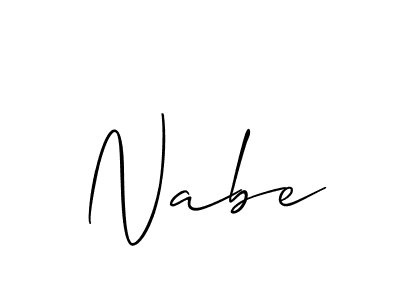 Design your own signature with our free online signature maker. With this signature software, you can create a handwritten (Allison_Script) signature for name Nabe. Nabe signature style 2 images and pictures png
