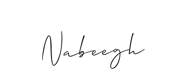 The best way (Allison_Script) to make a short signature is to pick only two or three words in your name. The name Nabeegh include a total of six letters. For converting this name. Nabeegh signature style 2 images and pictures png