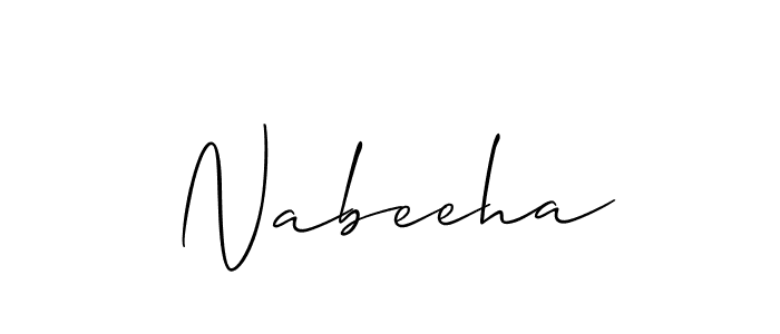 The best way (Allison_Script) to make a short signature is to pick only two or three words in your name. The name Nabeeha include a total of six letters. For converting this name. Nabeeha signature style 2 images and pictures png
