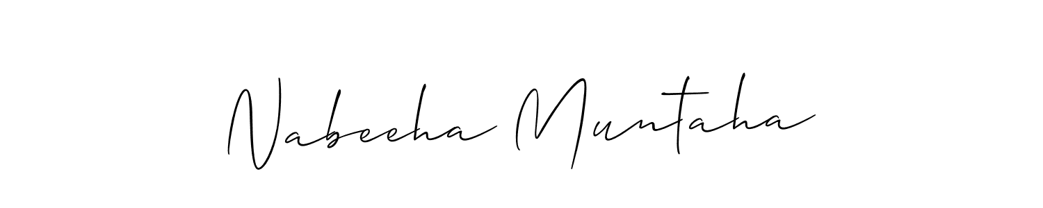 You should practise on your own different ways (Allison_Script) to write your name (Nabeeha Muntaha) in signature. don't let someone else do it for you. Nabeeha Muntaha signature style 2 images and pictures png