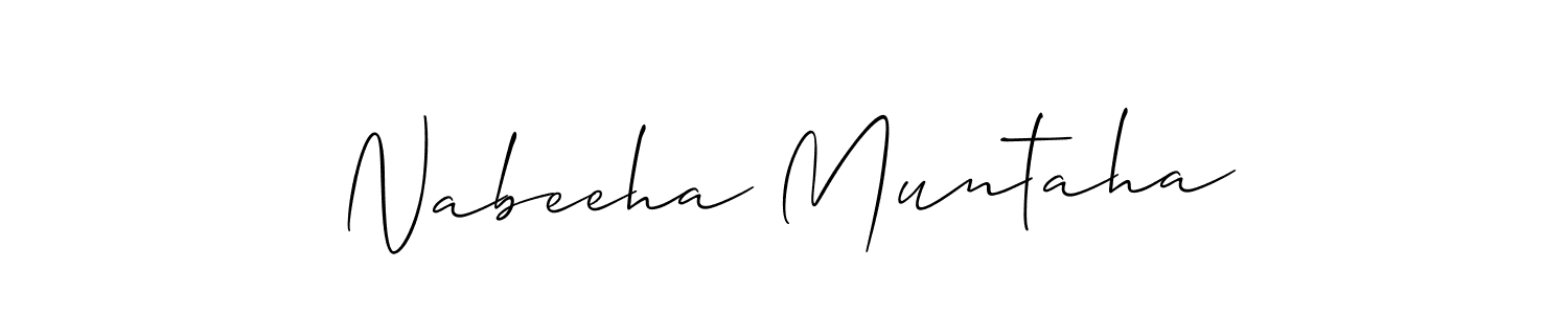 You should practise on your own different ways (Allison_Script) to write your name (Nabeeha Muntaha) in signature. don't let someone else do it for you. Nabeeha Muntaha signature style 2 images and pictures png