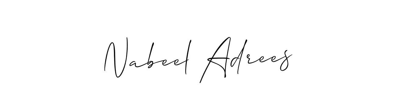 How to make Nabeel Adrees name signature. Use Allison_Script style for creating short signs online. This is the latest handwritten sign. Nabeel Adrees signature style 2 images and pictures png