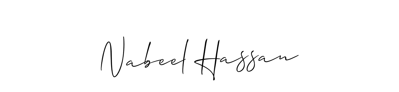 Make a short Nabeel Hassan signature style. Manage your documents anywhere anytime using Allison_Script. Create and add eSignatures, submit forms, share and send files easily. Nabeel Hassan signature style 2 images and pictures png