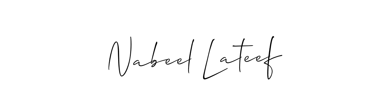 It looks lik you need a new signature style for name Nabeel Lateef. Design unique handwritten (Allison_Script) signature with our free signature maker in just a few clicks. Nabeel Lateef signature style 2 images and pictures png