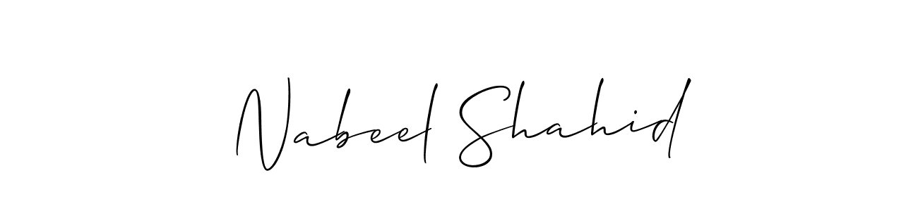 Also You can easily find your signature by using the search form. We will create Nabeel Shahid name handwritten signature images for you free of cost using Allison_Script sign style. Nabeel Shahid signature style 2 images and pictures png