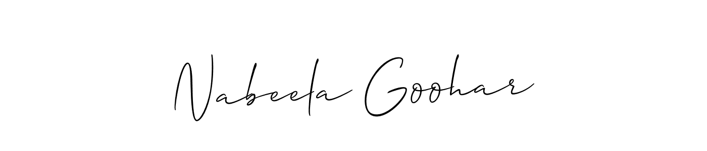 Check out images of Autograph of Nabeela Goohar name. Actor Nabeela Goohar Signature Style. Allison_Script is a professional sign style online. Nabeela Goohar signature style 2 images and pictures png