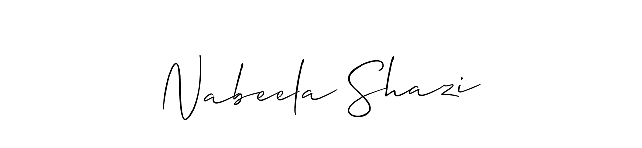 Create a beautiful signature design for name Nabeela Shazi. With this signature (Allison_Script) fonts, you can make a handwritten signature for free. Nabeela Shazi signature style 2 images and pictures png