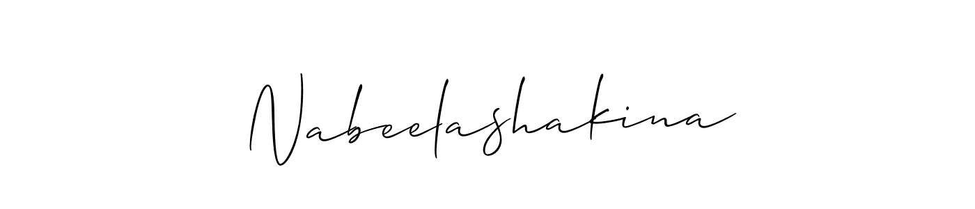 How to make Nabeelashakina signature? Allison_Script is a professional autograph style. Create handwritten signature for Nabeelashakina name. Nabeelashakina signature style 2 images and pictures png