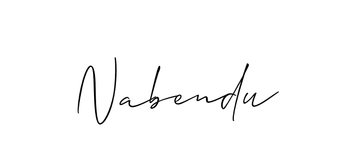 Allison_Script is a professional signature style that is perfect for those who want to add a touch of class to their signature. It is also a great choice for those who want to make their signature more unique. Get Nabendu name to fancy signature for free. Nabendu signature style 2 images and pictures png