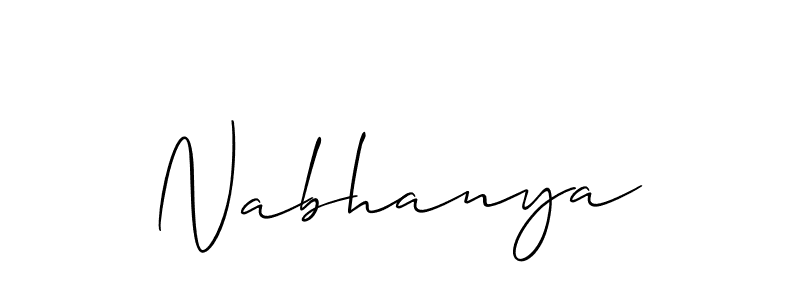 Use a signature maker to create a handwritten signature online. With this signature software, you can design (Allison_Script) your own signature for name Nabhanya. Nabhanya signature style 2 images and pictures png