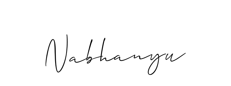 The best way (Allison_Script) to make a short signature is to pick only two or three words in your name. The name Nabhanyu include a total of six letters. For converting this name. Nabhanyu signature style 2 images and pictures png