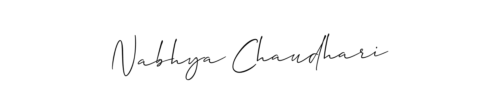 You should practise on your own different ways (Allison_Script) to write your name (Nabhya Chaudhari) in signature. don't let someone else do it for you. Nabhya Chaudhari signature style 2 images and pictures png