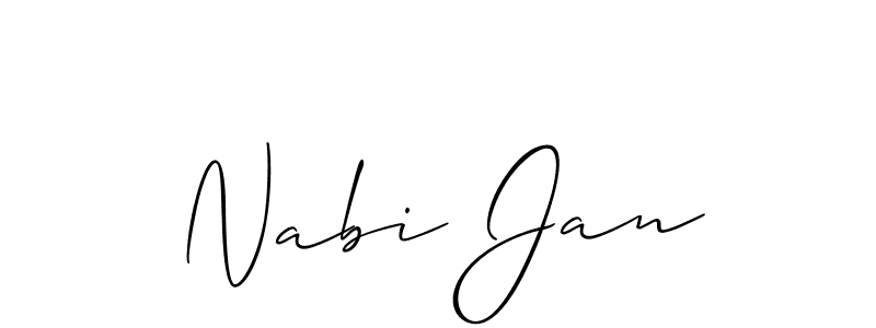 The best way (Allison_Script) to make a short signature is to pick only two or three words in your name. The name Nabi Jan include a total of six letters. For converting this name. Nabi Jan signature style 2 images and pictures png