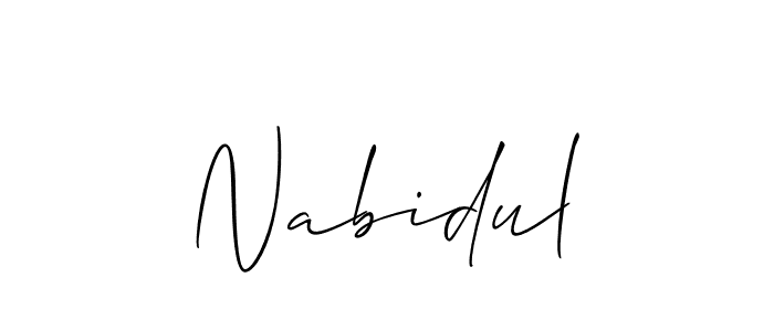 The best way (Allison_Script) to make a short signature is to pick only two or three words in your name. The name Nabidul include a total of six letters. For converting this name. Nabidul signature style 2 images and pictures png