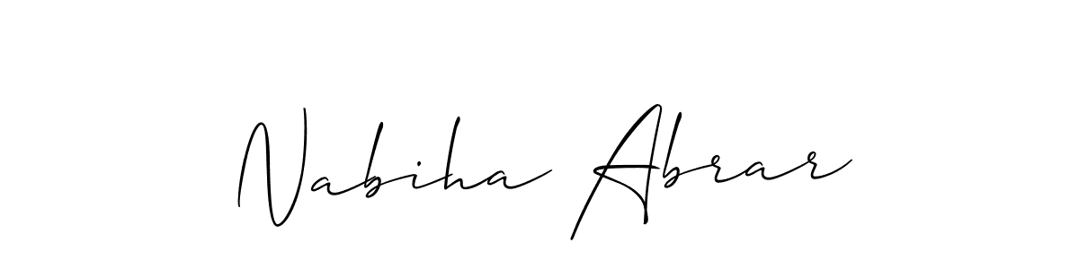 Also we have Nabiha Abrar name is the best signature style. Create professional handwritten signature collection using Allison_Script autograph style. Nabiha Abrar signature style 2 images and pictures png