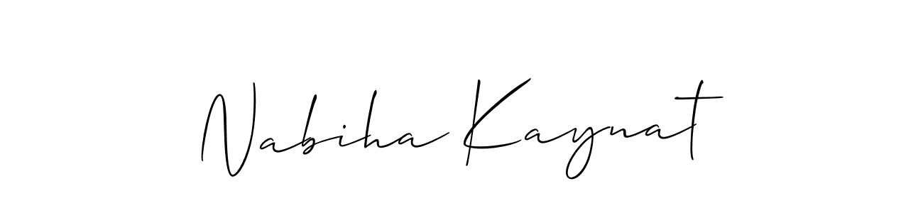 Make a beautiful signature design for name Nabiha Kaynat. With this signature (Allison_Script) style, you can create a handwritten signature for free. Nabiha Kaynat signature style 2 images and pictures png